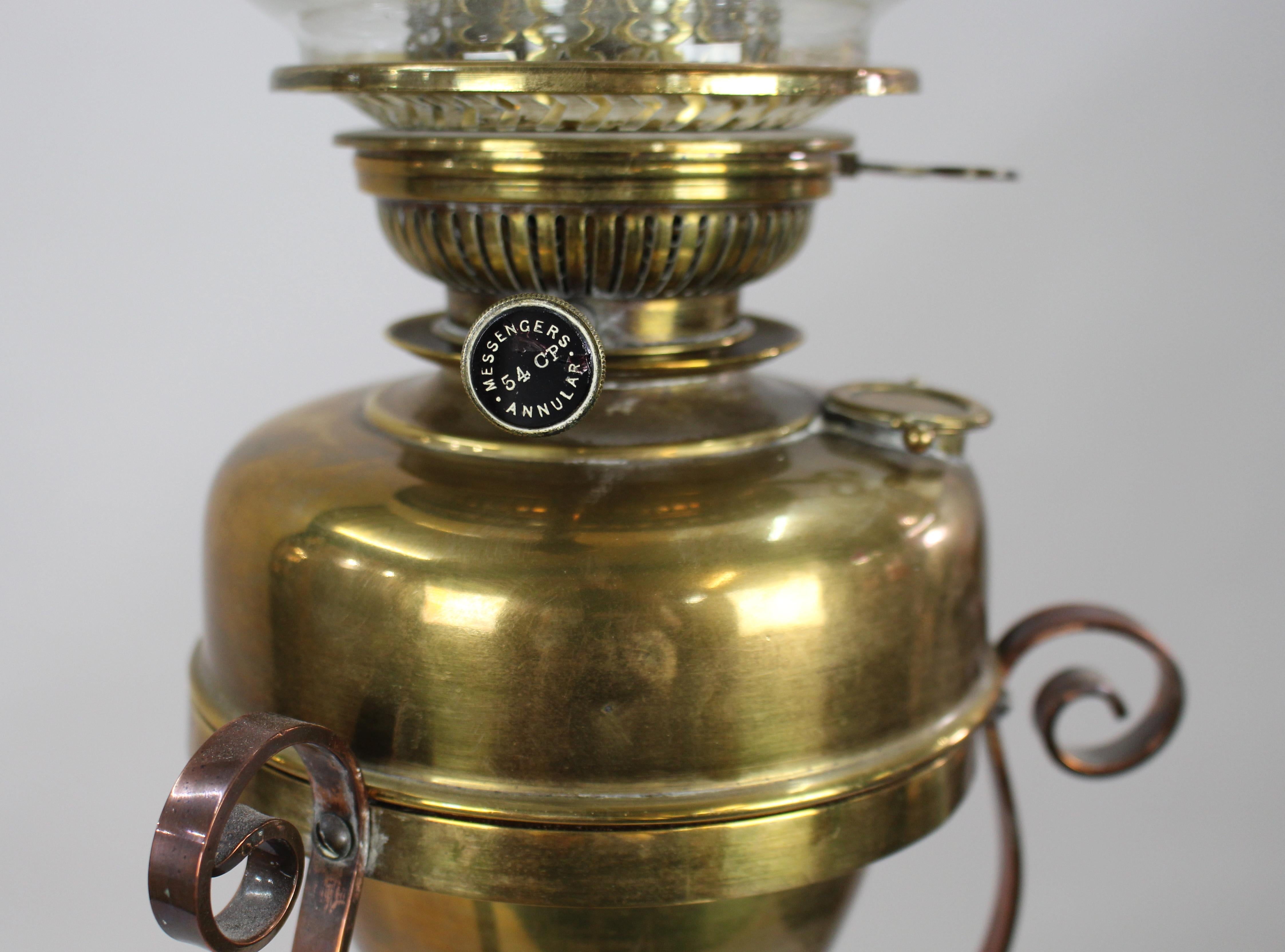 19th Century Victorian Telescopic Brass Standard Oil Lamp For Sale