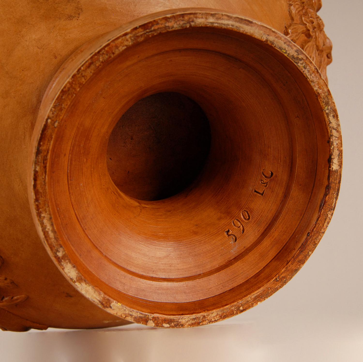 Victorian Terracotta potpourri vase pierced cover Caryatids Neoclassical urn  For Sale 5