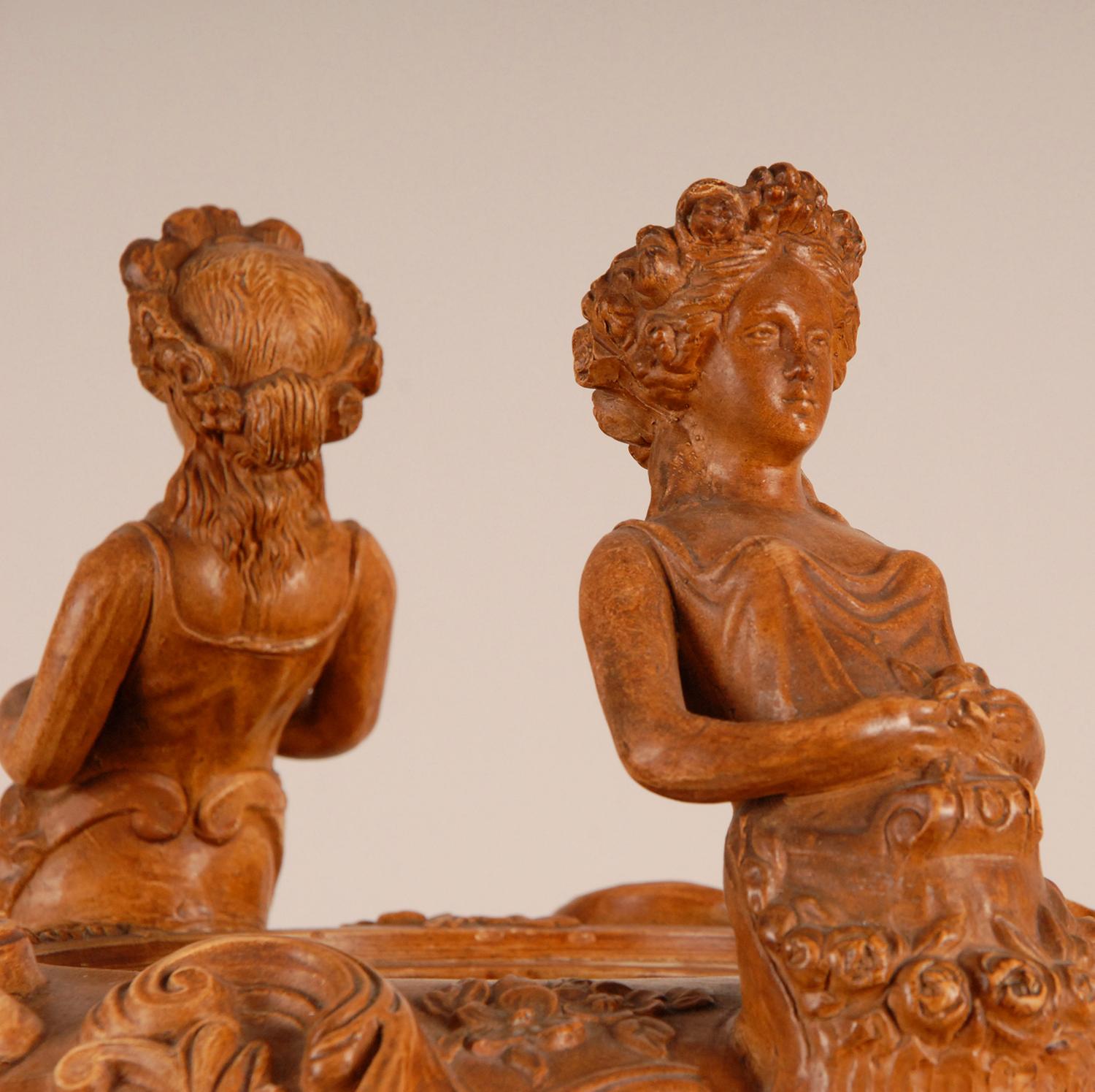 Victorian Terracotta potpourri vase pierced cover Caryatids Neoclassical urn  For Sale 2