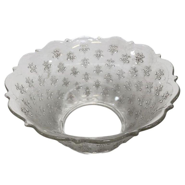 American Victorian Textured Gas Light Shade w/ Fleur De Lis Details For Sale