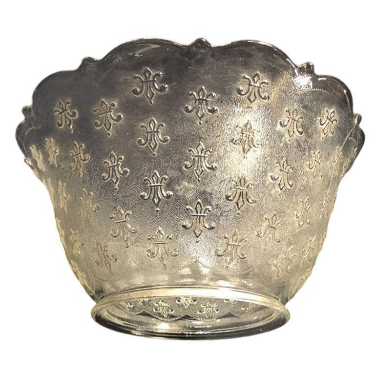 Early 20th Century Victorian Textured Gas Light Shade w/ Fleur De Lis Details For Sale