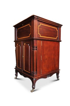 Victorian "The Eclipse" Luxurious Inlaid Wood & Brass Drinks Cabinet 1890s