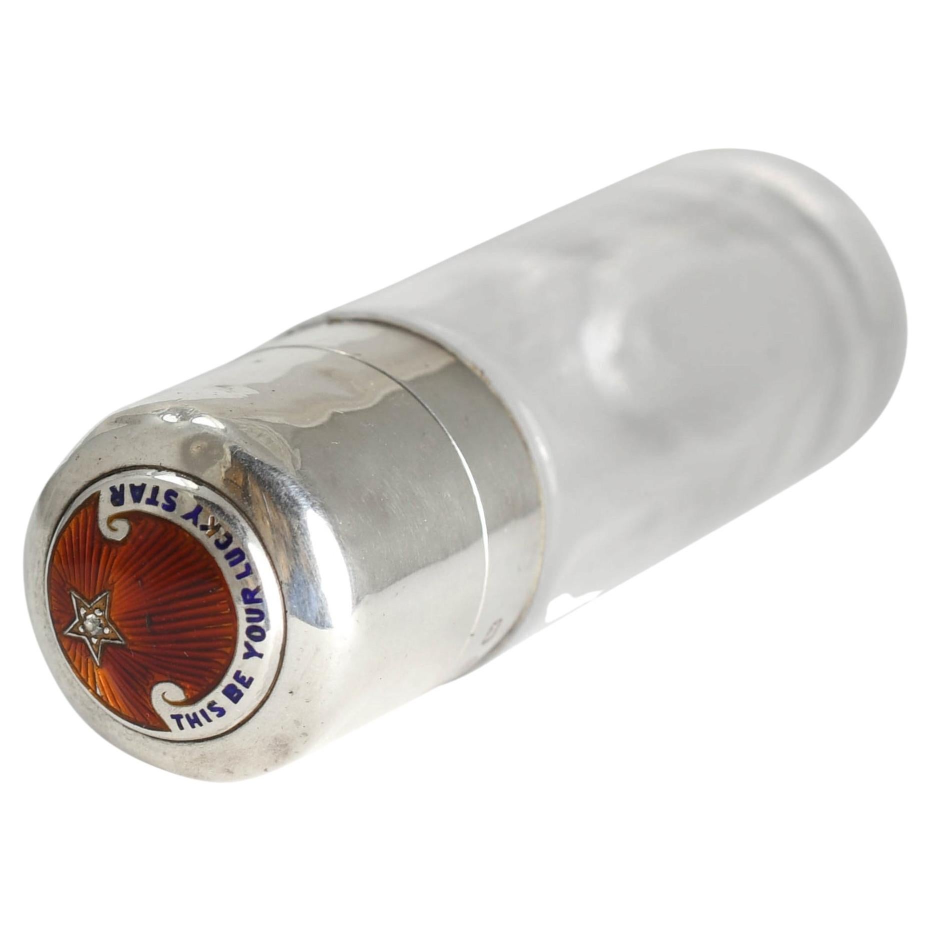 Victorian "This Be Your Lucky Star" Silver Scent Bottle, Circa 1898 For Sale