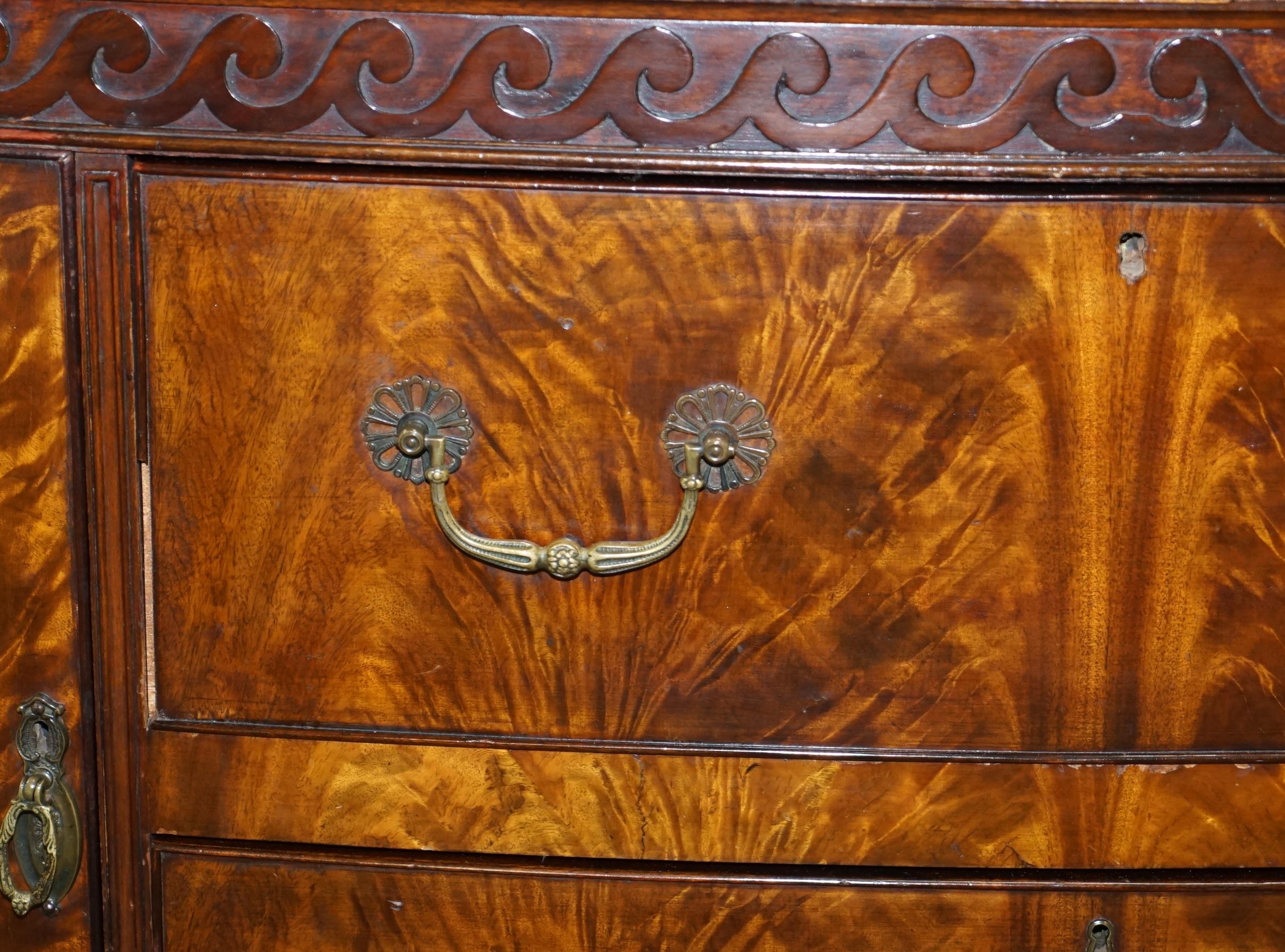 Victorian Thomas Chippendale Claw and Ball Feet Sideboard Flamed Curl Hardwood 3