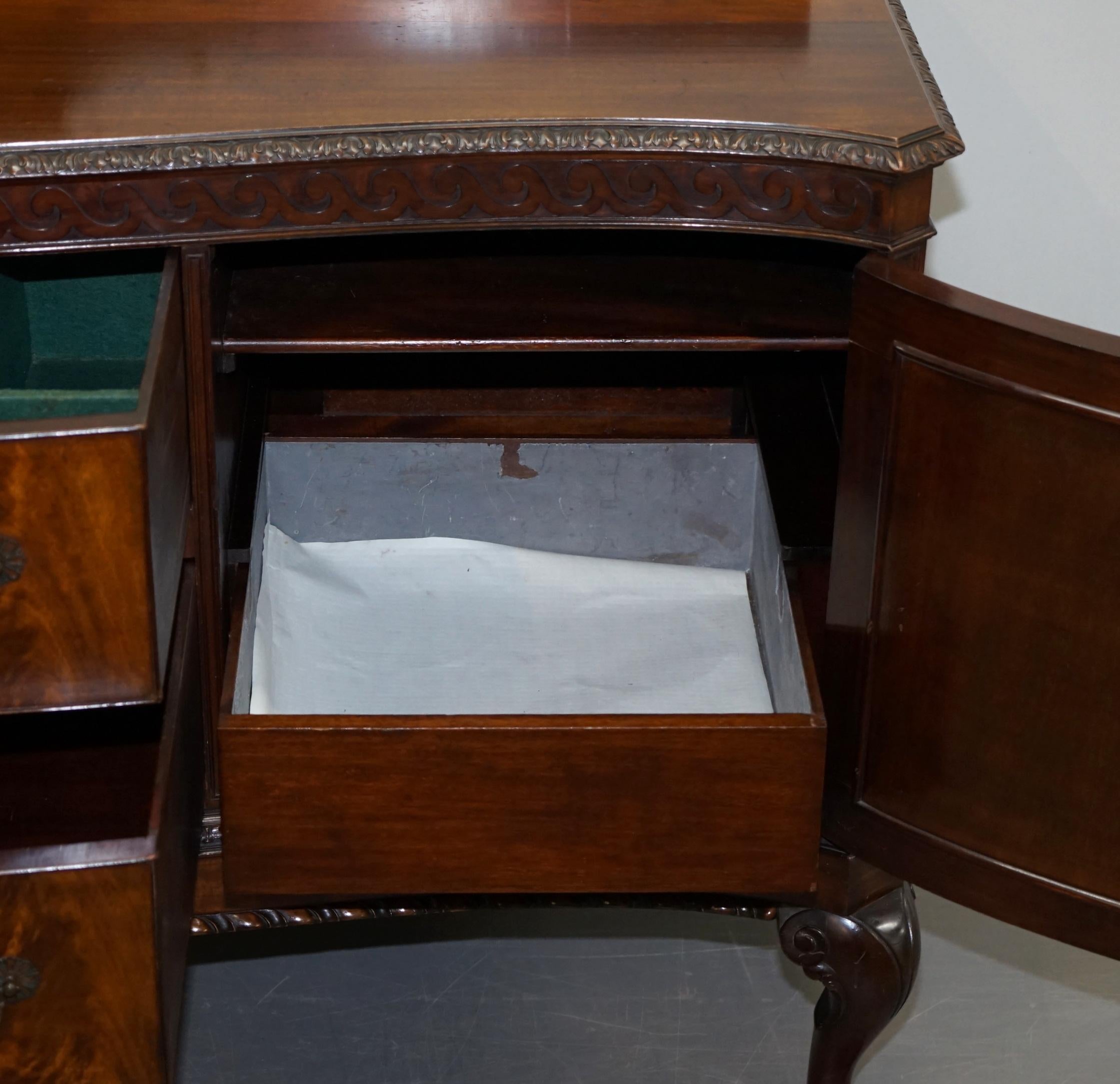 Victorian Thomas Chippendale Claw and Ball Feet Sideboard Flamed Curl Hardwood 11