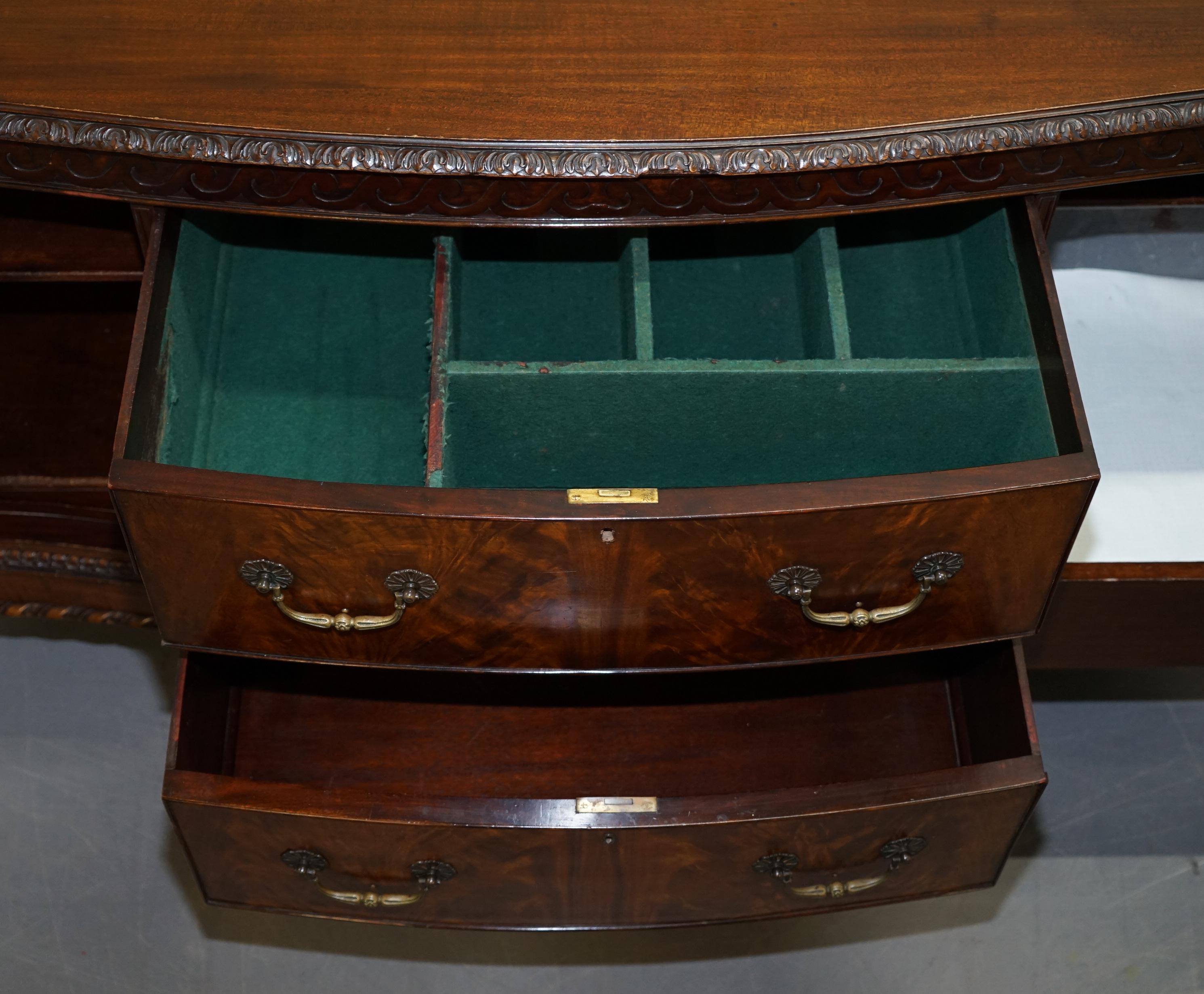 Victorian Thomas Chippendale Claw and Ball Feet Sideboard Flamed Curl Hardwood 12