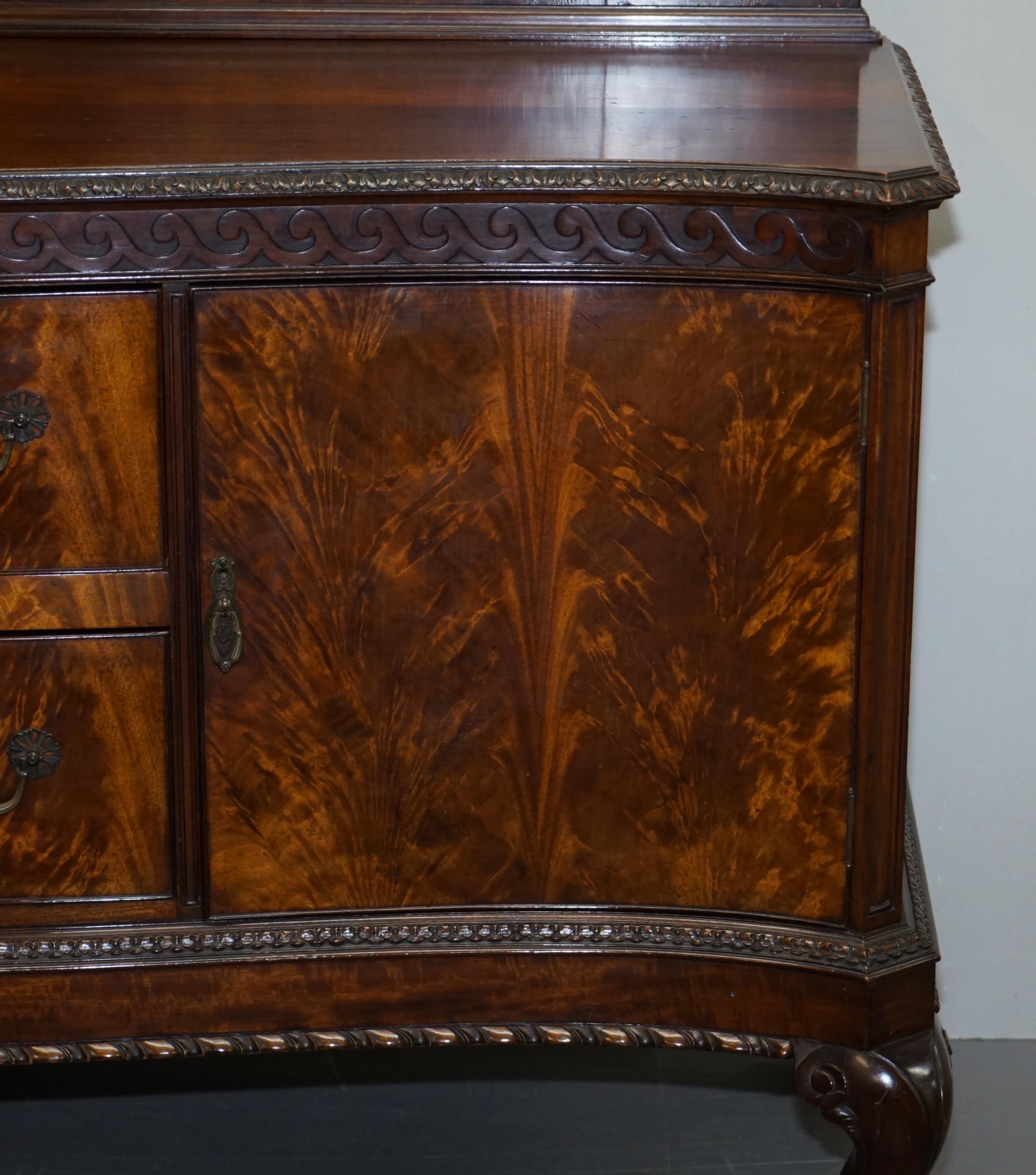 English Victorian Thomas Chippendale Claw and Ball Feet Sideboard Flamed Curl Hardwood