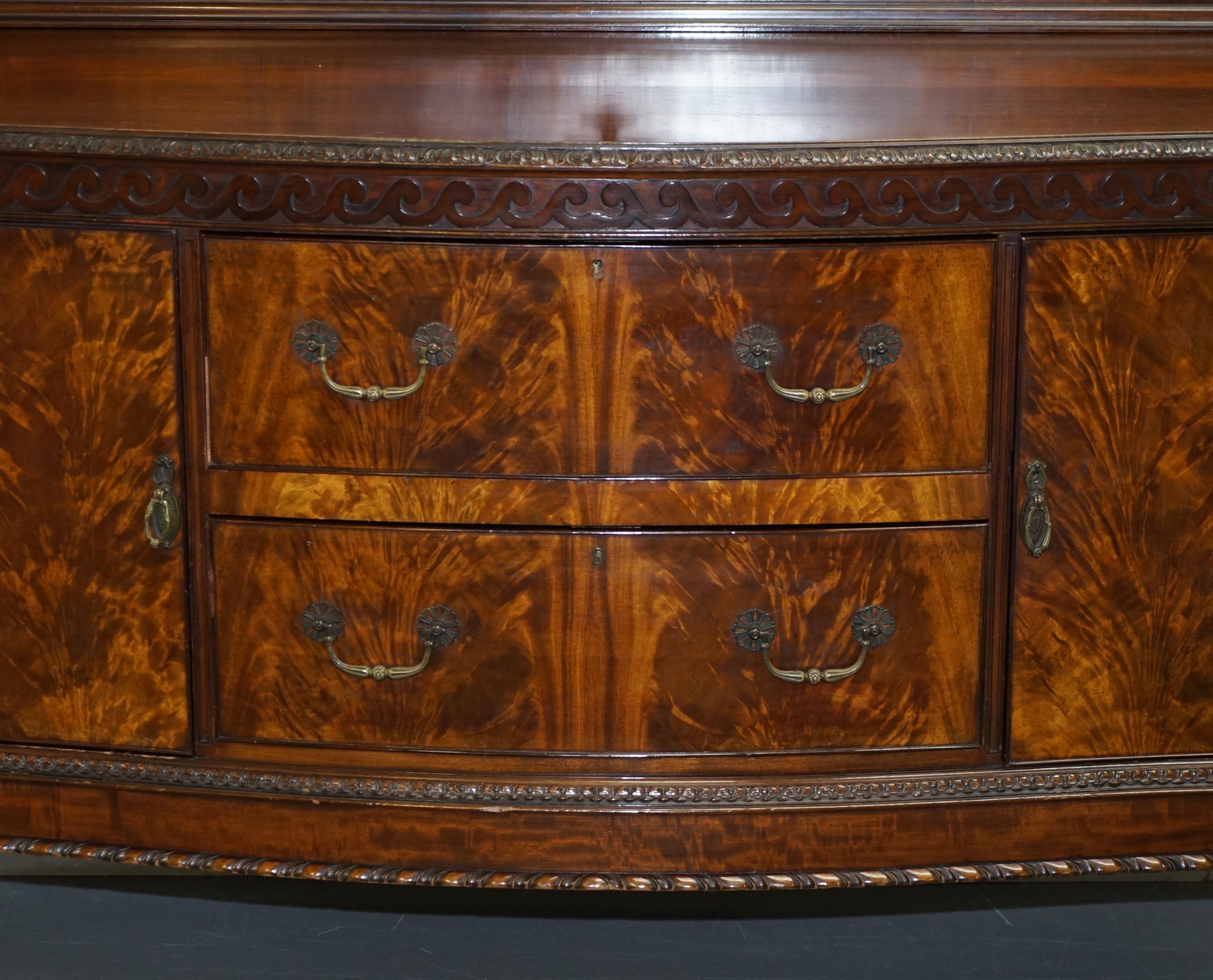 Hand-Crafted Victorian Thomas Chippendale Claw and Ball Feet Sideboard Flamed Curl Hardwood