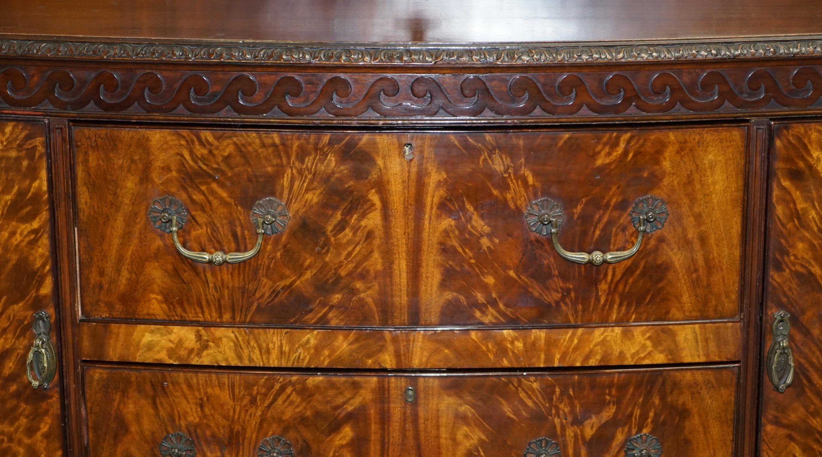 Victorian Thomas Chippendale Claw and Ball Feet Sideboard Flamed Curl Hardwood 1