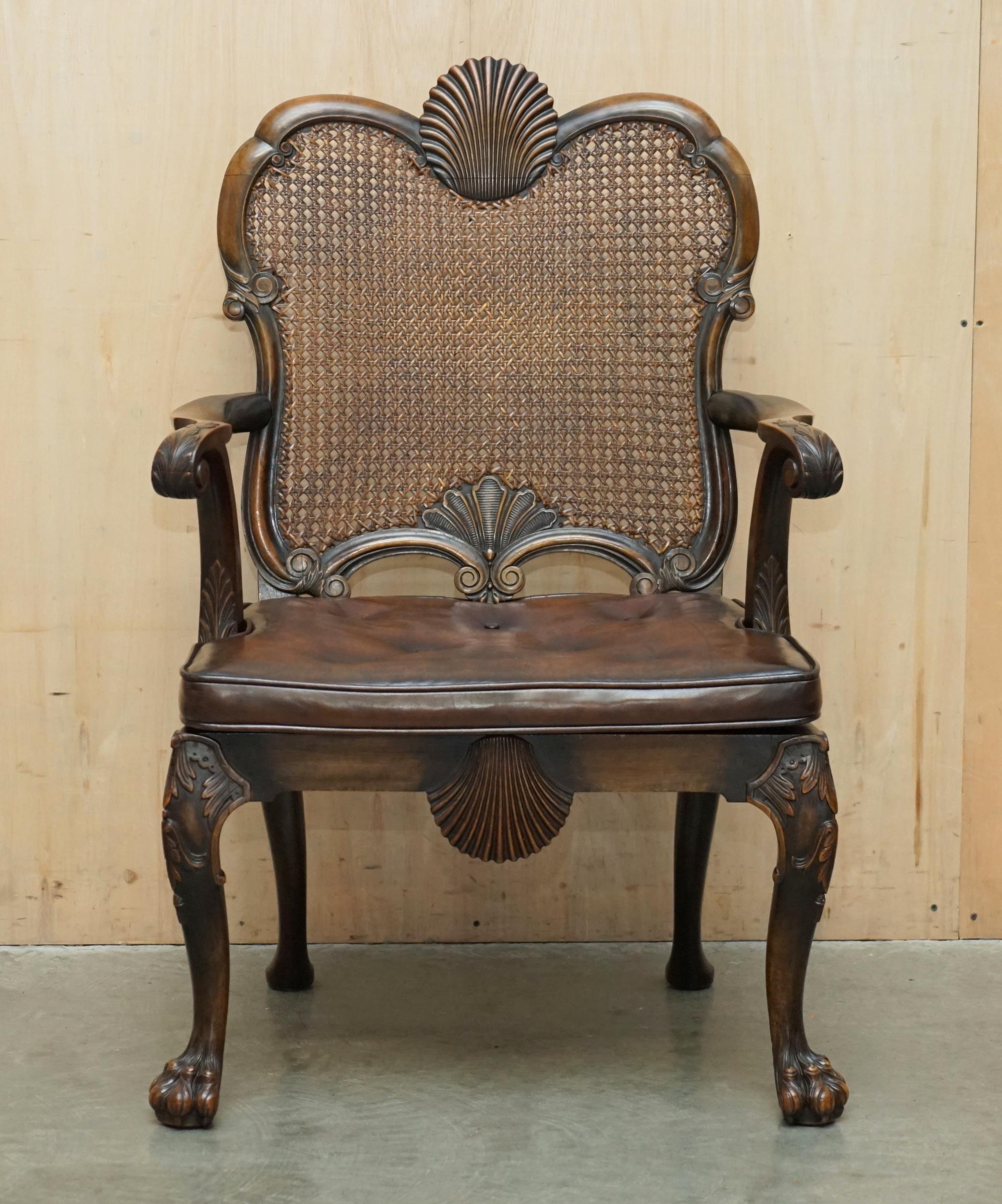Royal House Antiques

Royal House Antiques is delighted to offer for sale this very rare and highly collectable, Circa 1880 Thomas Chippendale style carved with Lion's hairy Paw feet and hand dyed brown leather seat pad armchair 

Please note the