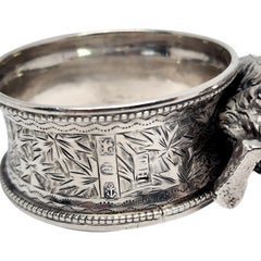Victorian Thomas Hayes Birmingham England Sterling Applied Rabbit Napkin Ring