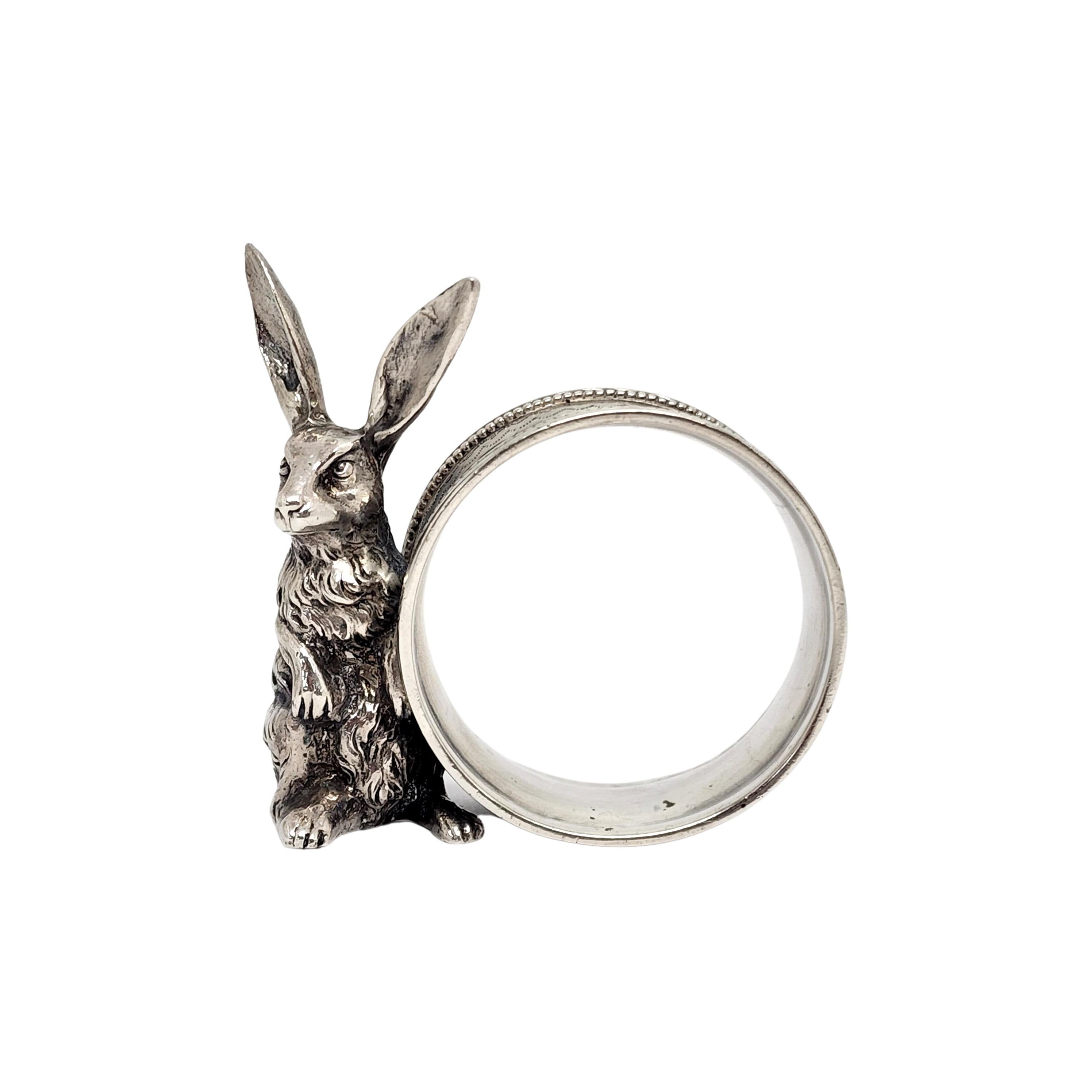 Victorian Thomas Hayes Birmingham England Sterling Applied Rabbit Napkin Ring 1