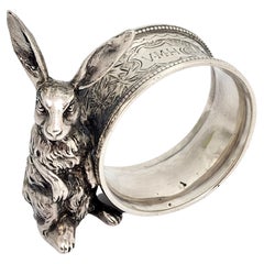 Victorian Thomas Hayes Birmingham England Sterling Applied Rabbit Napkin Ring
