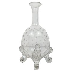 Victorian Thomas Webb & Sons Star-Etched Glass Decanter with Lion Masks, c. 1880