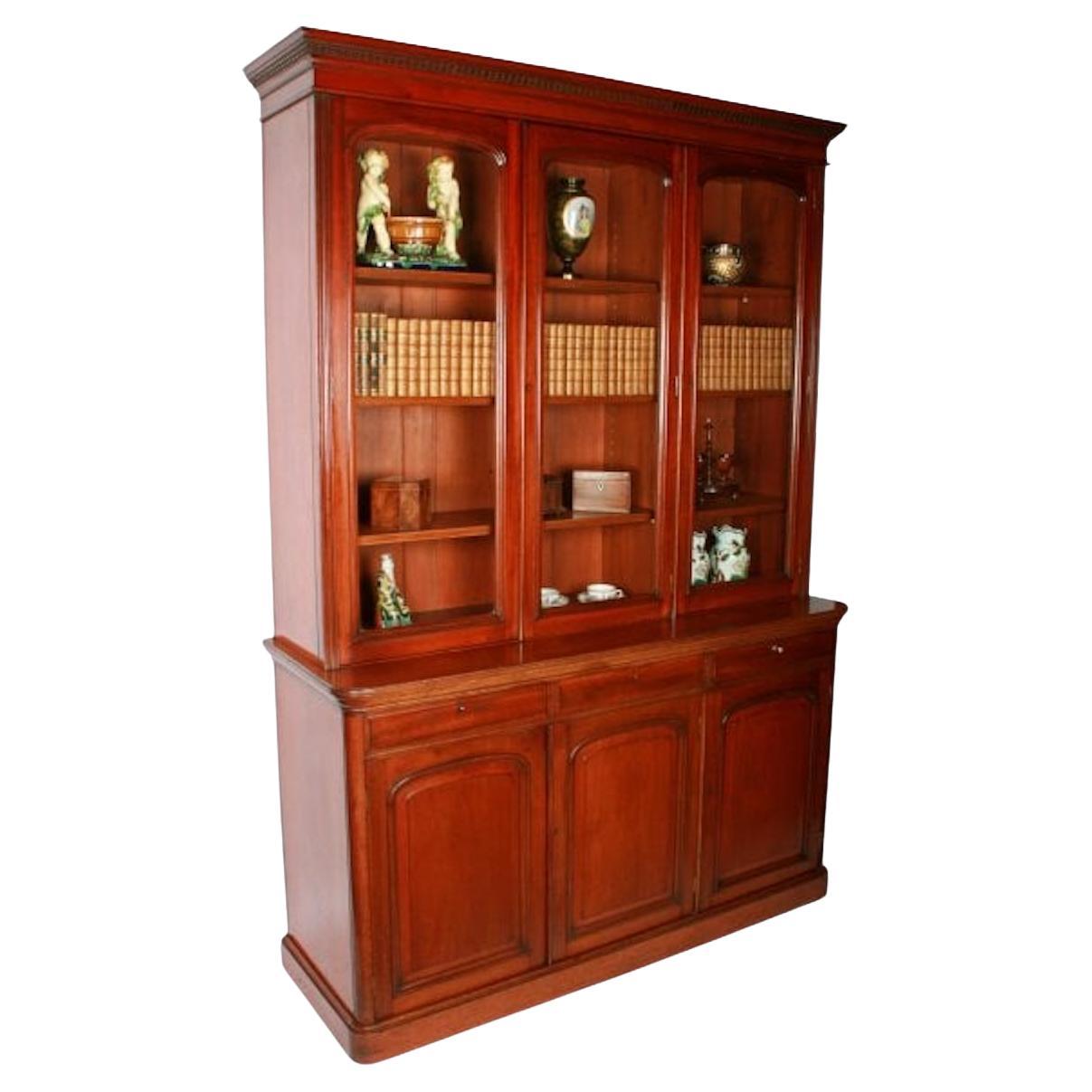 Victorian Three Door Bookcase, 19th Century For Sale