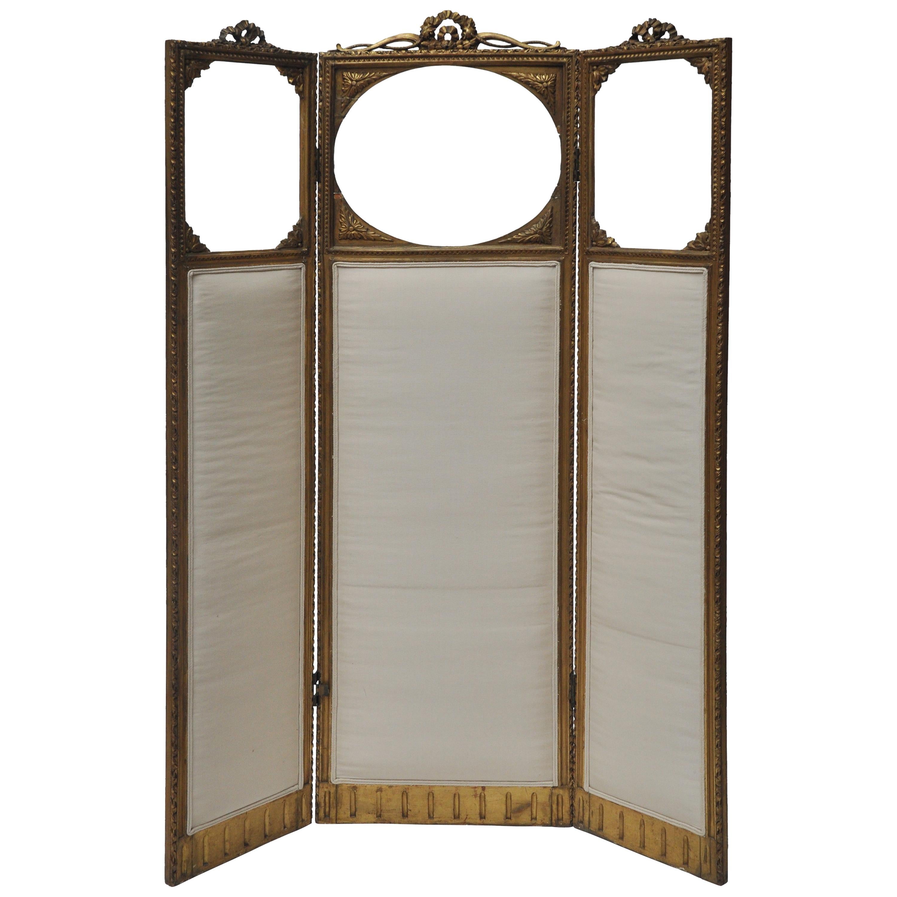 Victorian Three-Panel Upholstered Screen For Sale