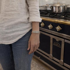 Victorian Three-Row Diamond Bangle Old Mine Cut Diamonds, 18K Gold & Silver