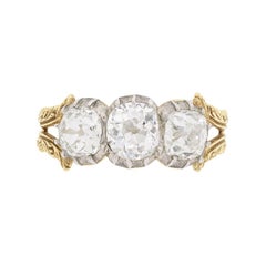 Victorian Three-Stone 2.10 Carat Old Cut Diamond Ring, circa 1881