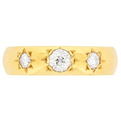 Victorian Three-Stone Diamond Gypsy Ring, circa 1890s