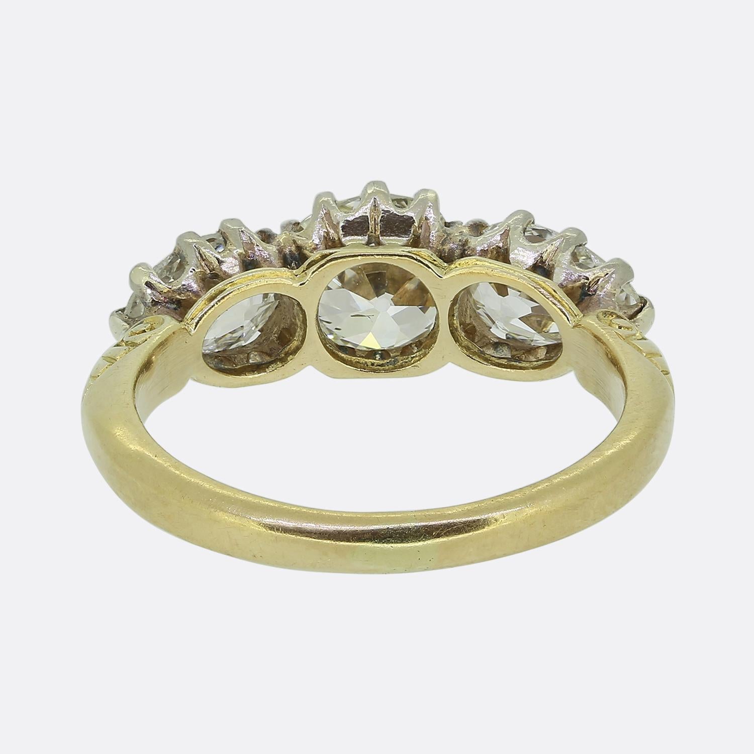 Victorien Bague victorienne à trois pierres et diamants en vente