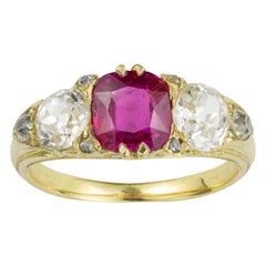 Victorian Three-Stone Ruby and Diamond Ring