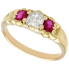 Victorian Three-Stone Ruby and Diamond Ring