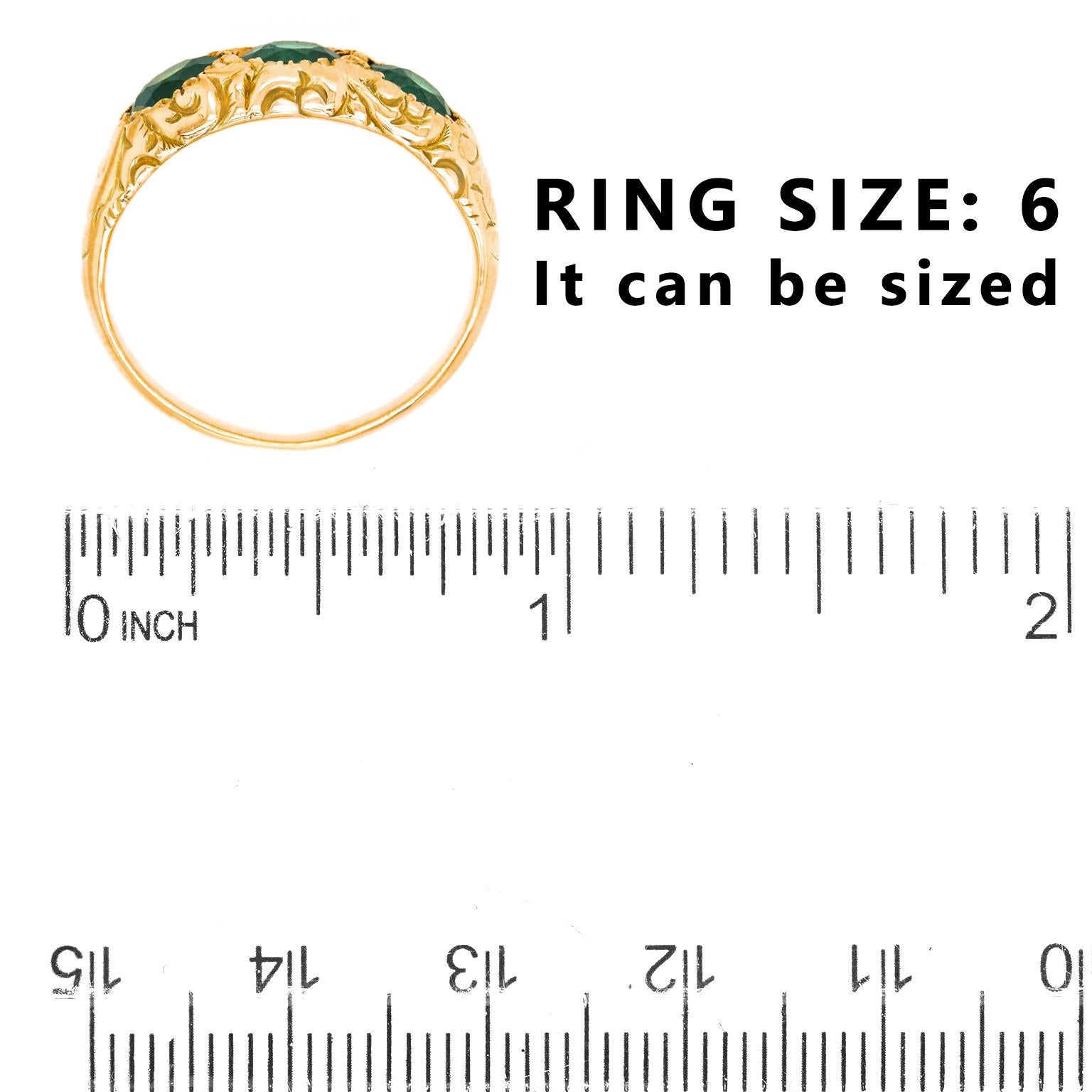 Victorian Three Stone Tourmaline-Set Gold Ring 1