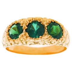 Victorian Three Stone Tourmaline-Set Gold Ring