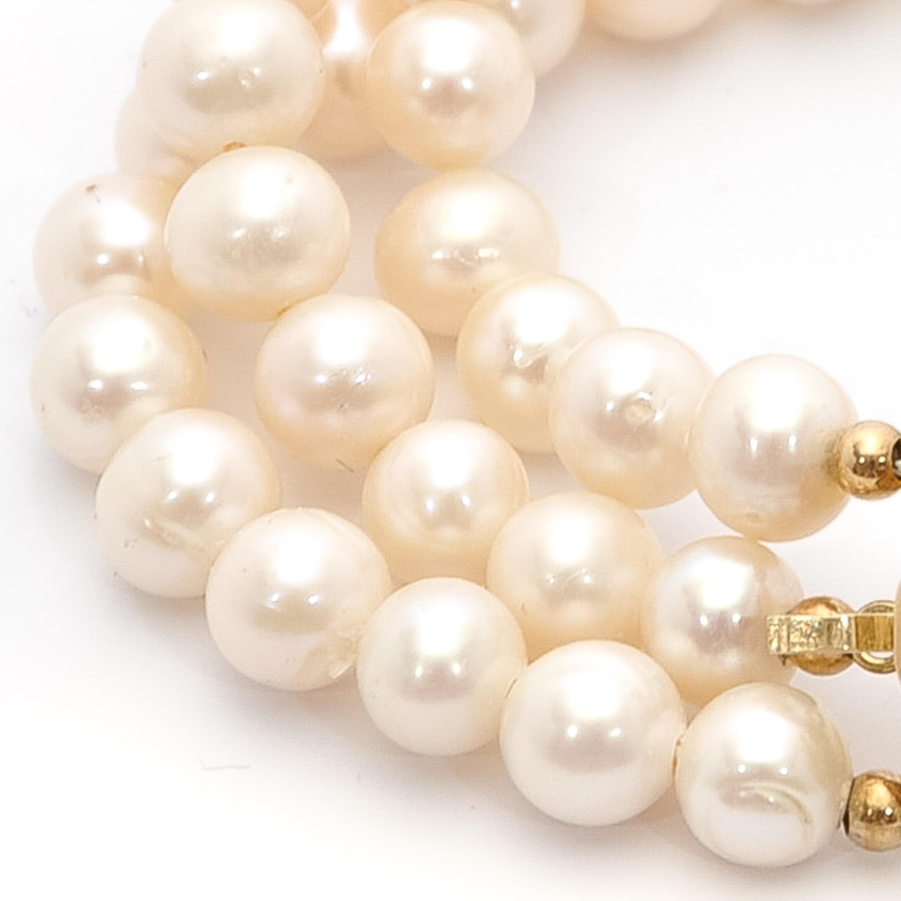 Bracelet vintage en or 14 carats avec perles de culture et perles de grenat Unisexe en vente