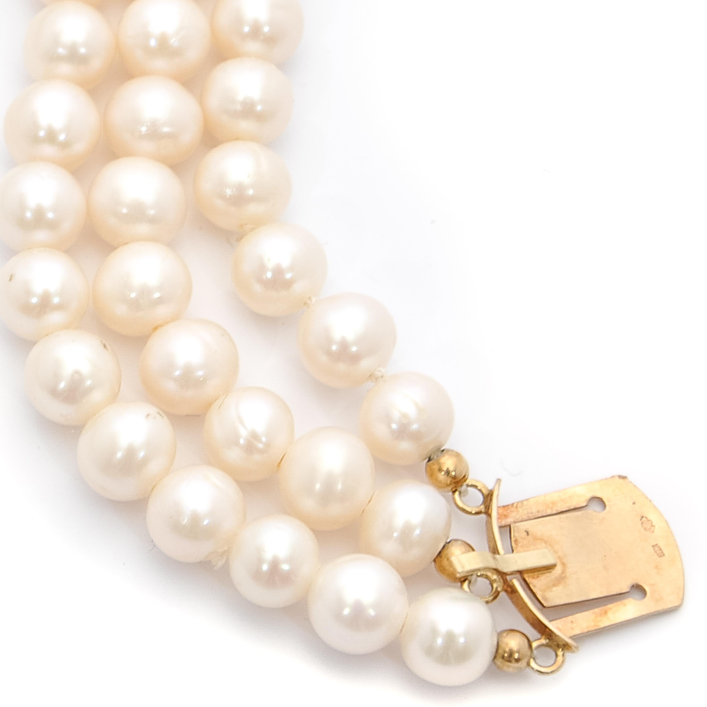 Vintage 14K Gold Cultured Pearl Garnet Beaded Bracelet For Sale 1