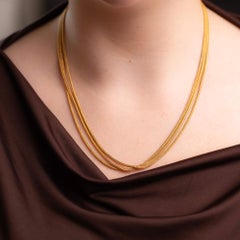 Victorian Three Strand Yellow Gold Necklace Circa 1880s