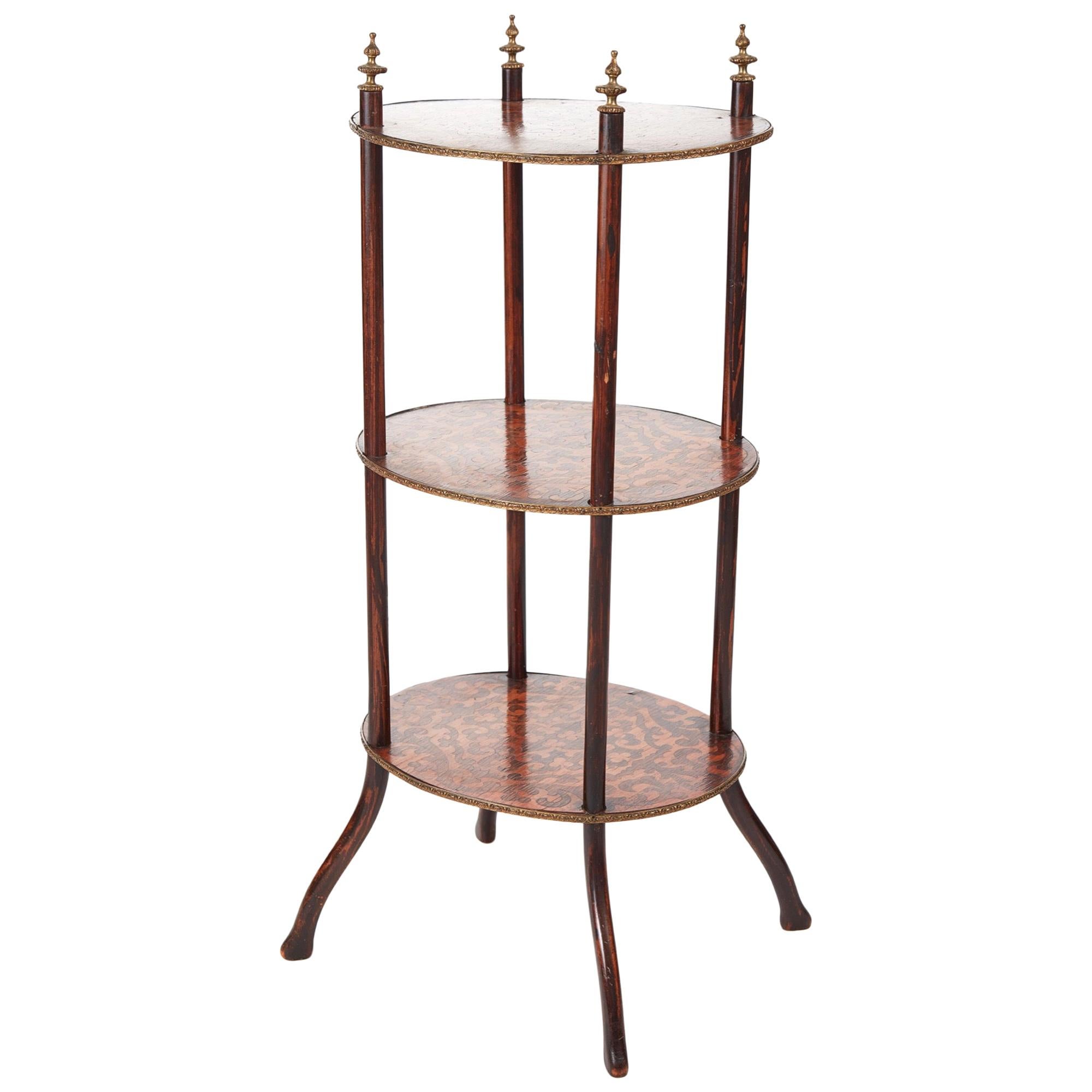 Victorian Three-Tier Oval Inlaid Stand