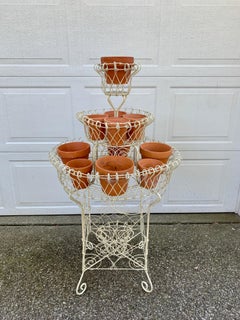 Victorian Three-Tier Wrought Iron Garden Plant Stand