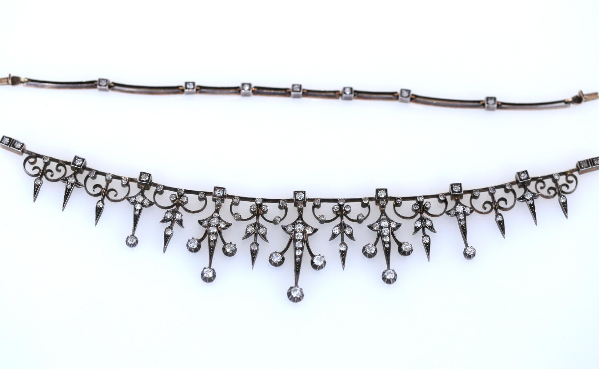 Viktorianische Tiara-Halskette mit Transformer-Diamanten aus 7 Karat Gold, 1890 2