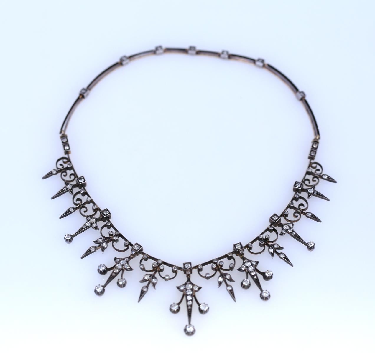 Viktorianische Tiara-Halskette mit Transformer-Diamanten aus 7 Karat Gold, 1890 4