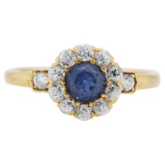 Victorian Tiffany 0.50 Carat Sapphire and Diamond Yellow Gold Engagement Ring