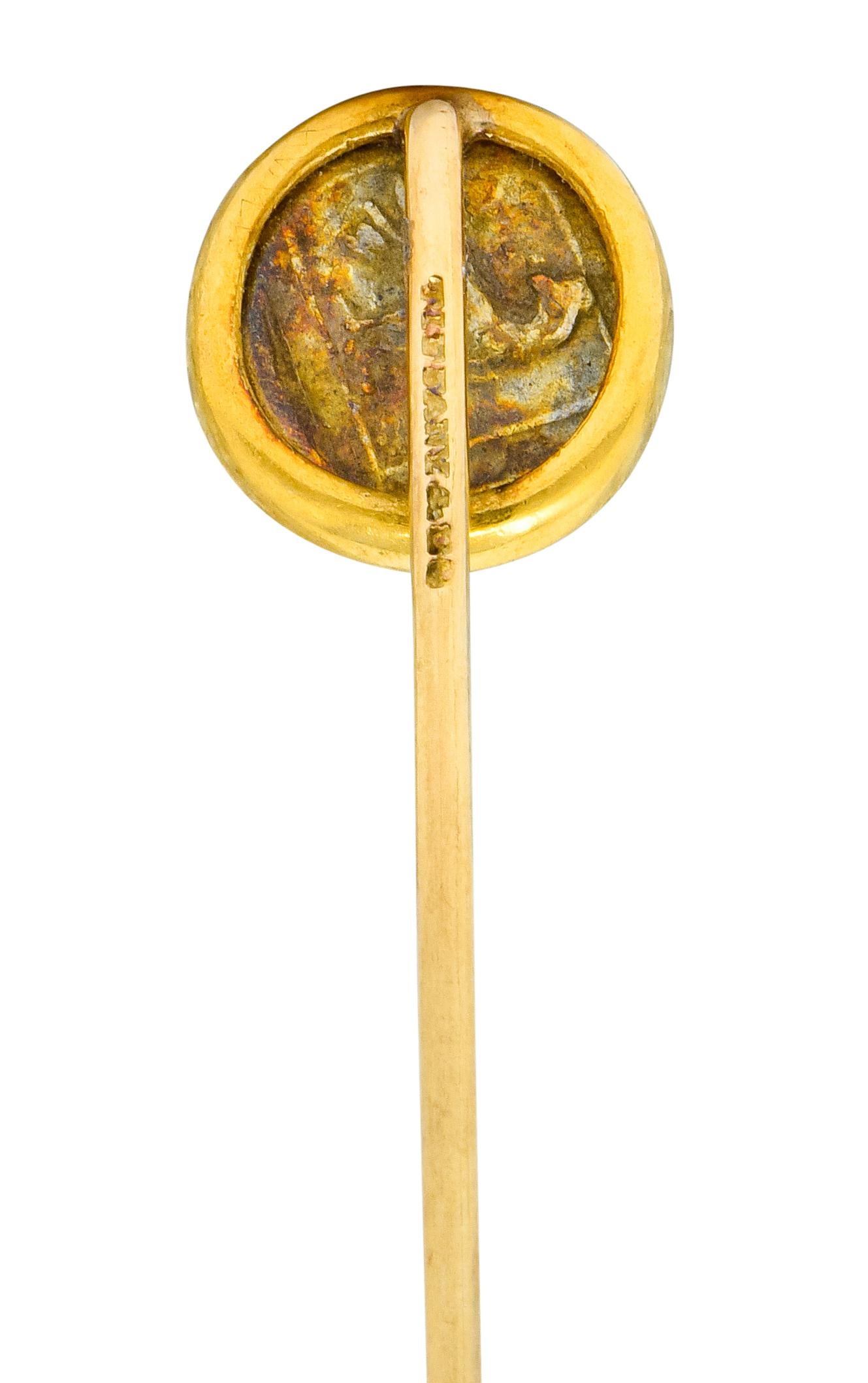 Victorian Tiffany & Co. 18 Karat Gold Zeus Ammon Ancient Coin Stickpin In Excellent Condition In Philadelphia, PA