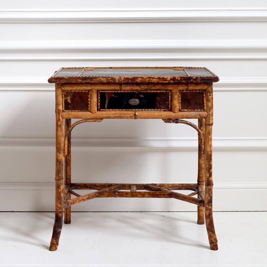 Victorian Tiger Bamboo and Lacquered Desk In Fair Condition For Sale In London, GB