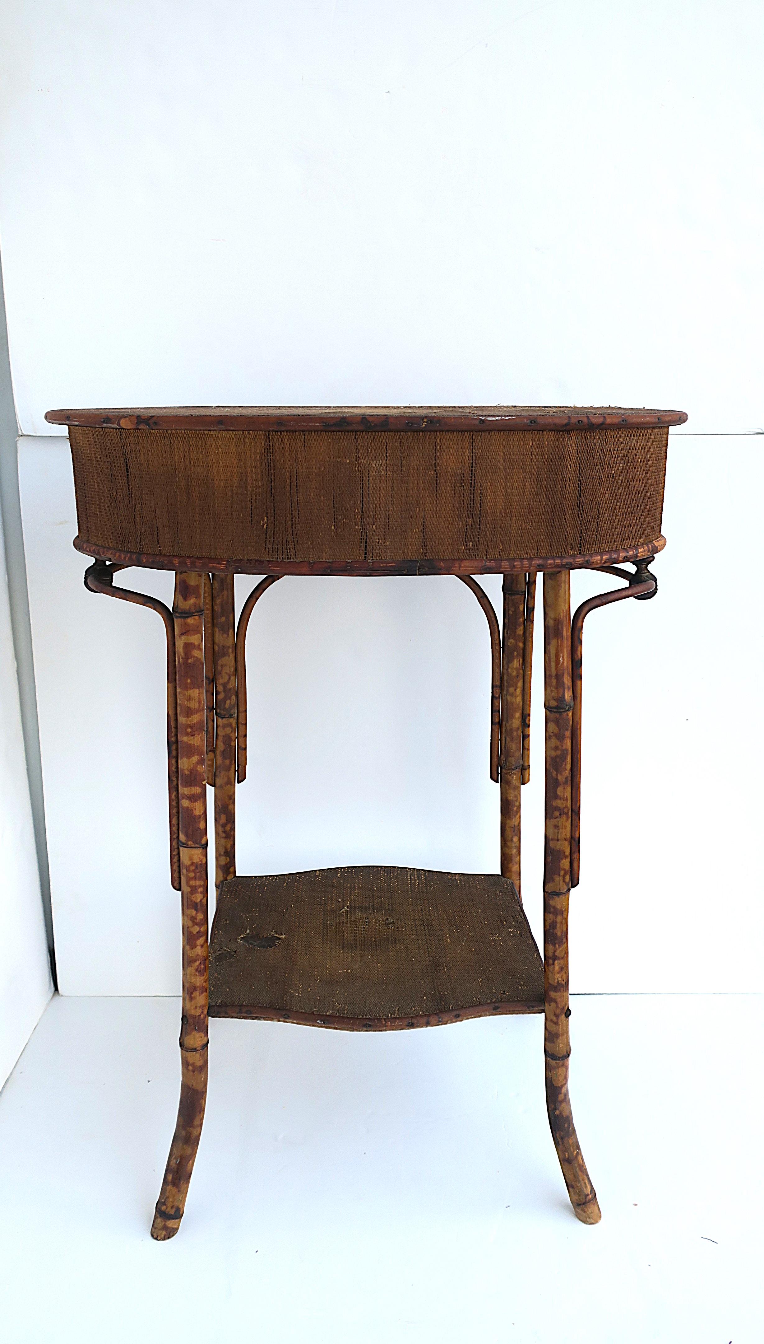 Victorian Tiger Bamboo and Wicker Hall Foyer Table For Sale 4