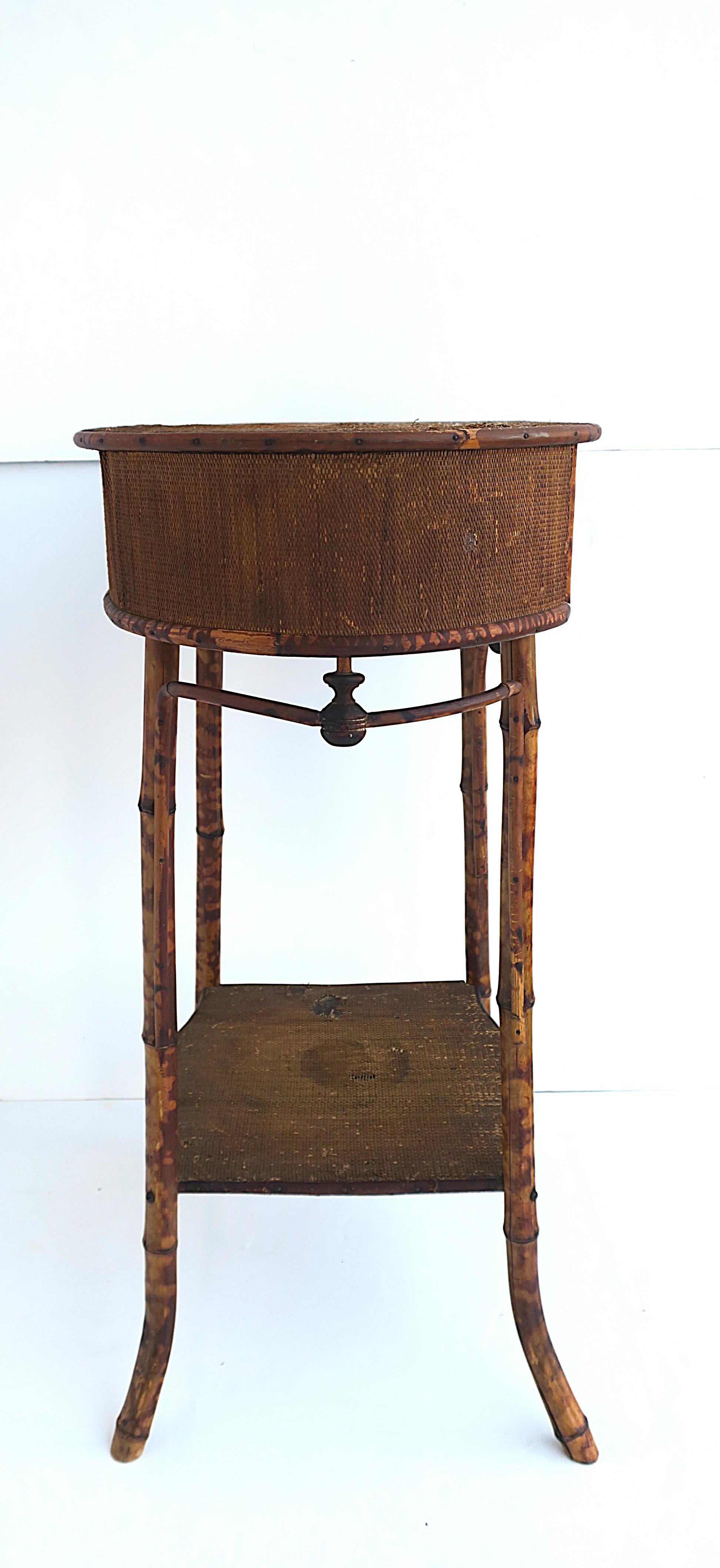 Victorian Tiger Bamboo and Wicker Hall Foyer Table For Sale 5