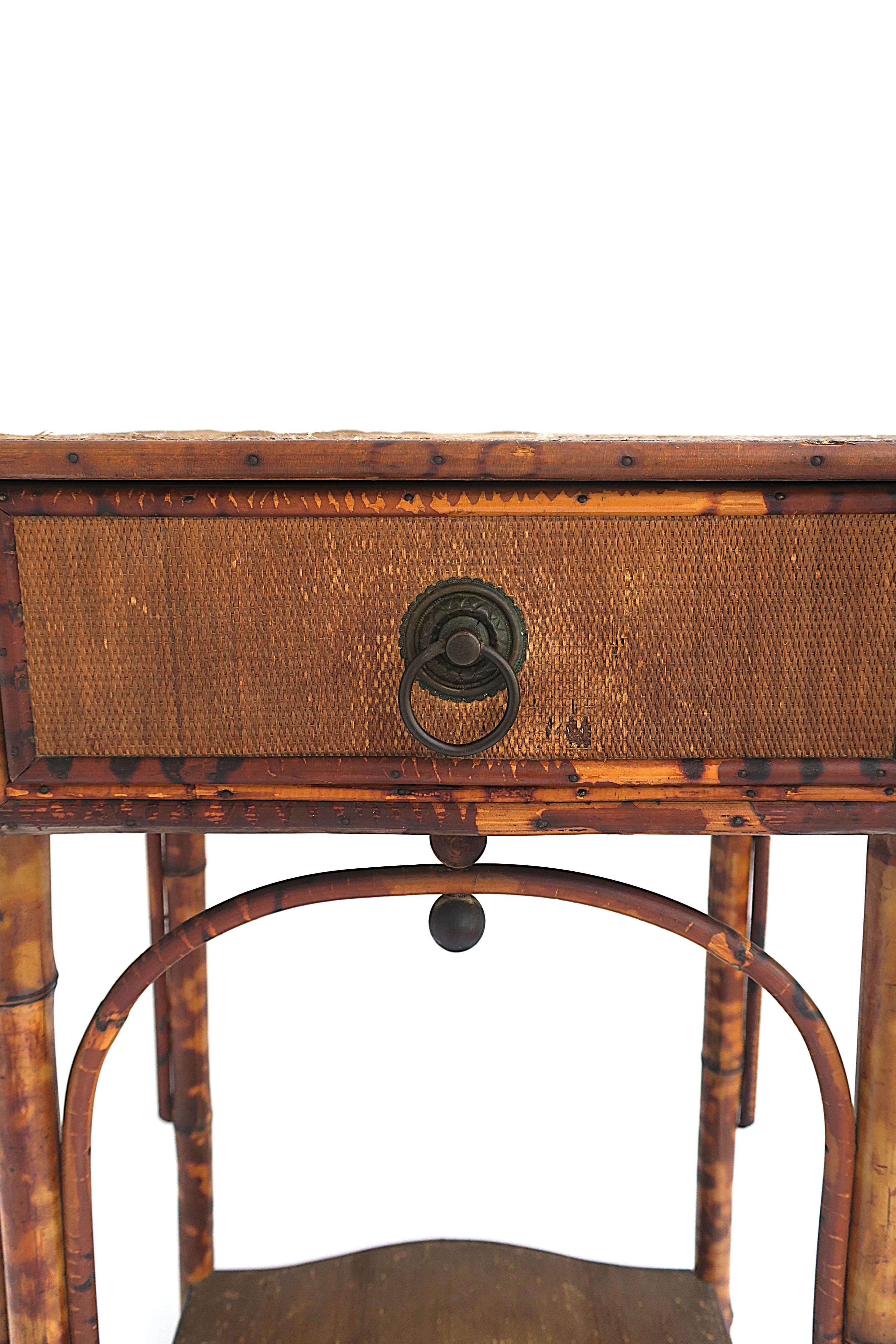 Victorian Tiger Bamboo and Wicker Hall Foyer Table For Sale 7