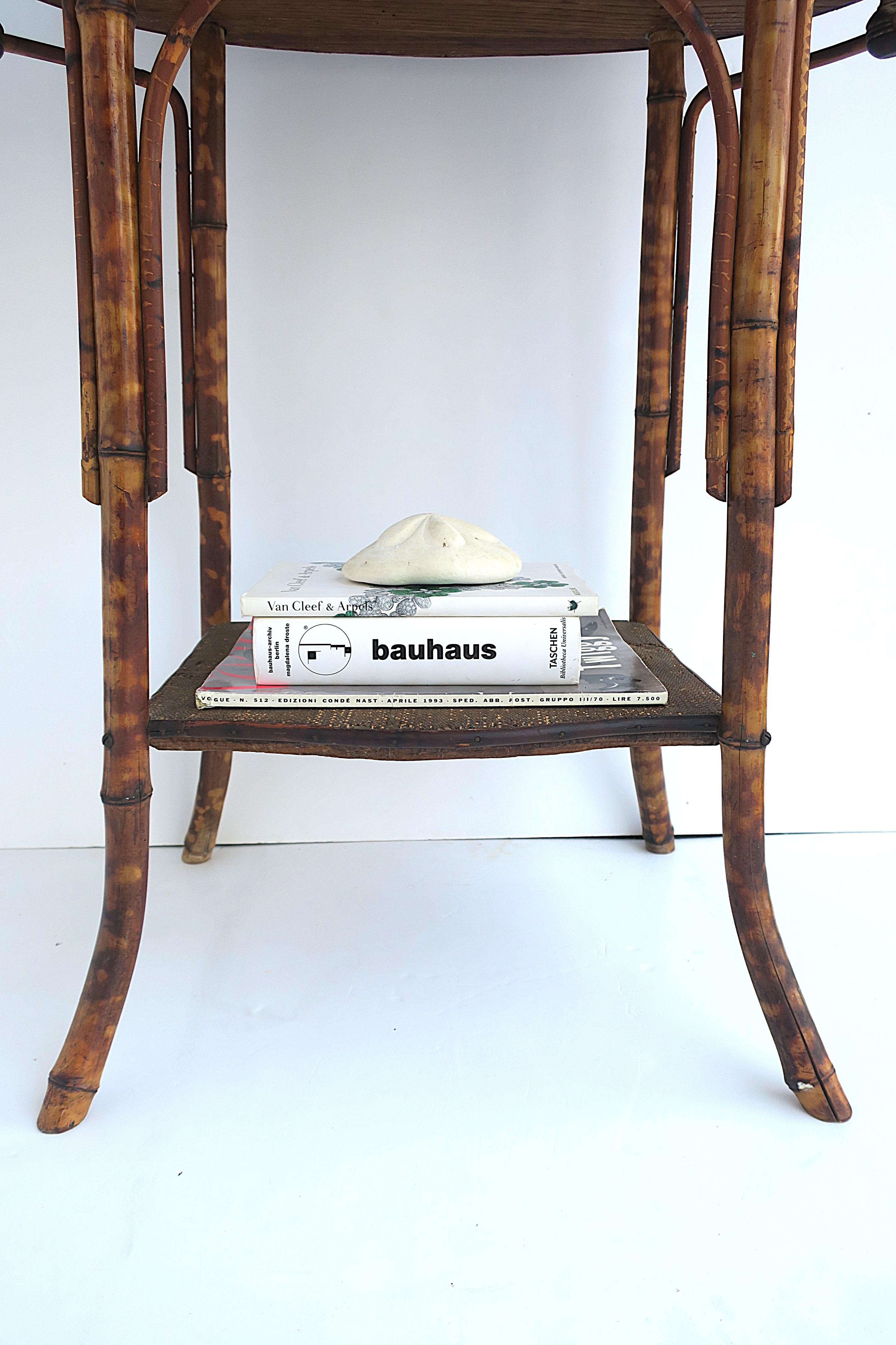Victorian Tiger Bamboo and Wicker Hall Foyer Table For Sale 9
