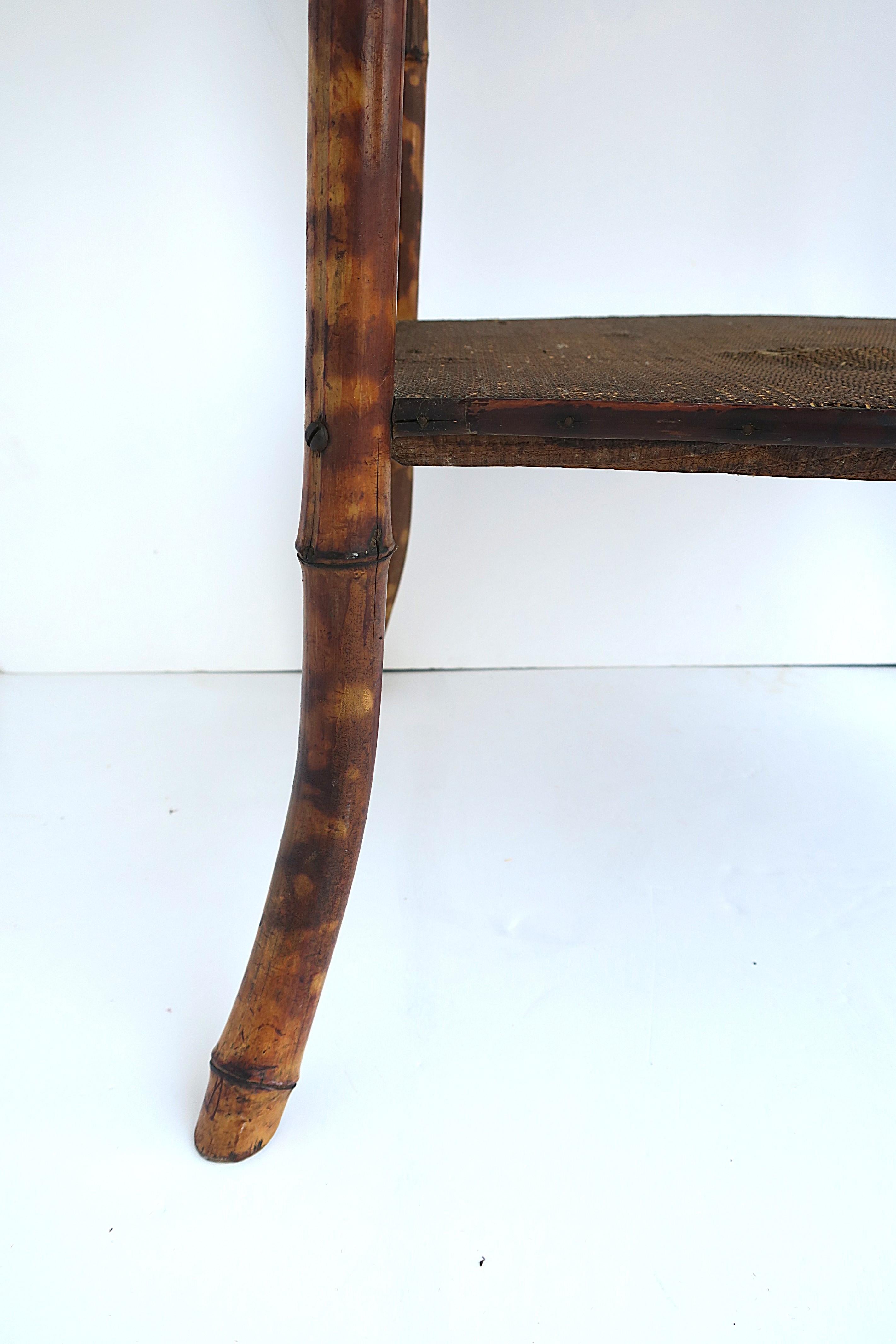 Victorian Tiger Bamboo and Wicker Hall Foyer Table For Sale 10