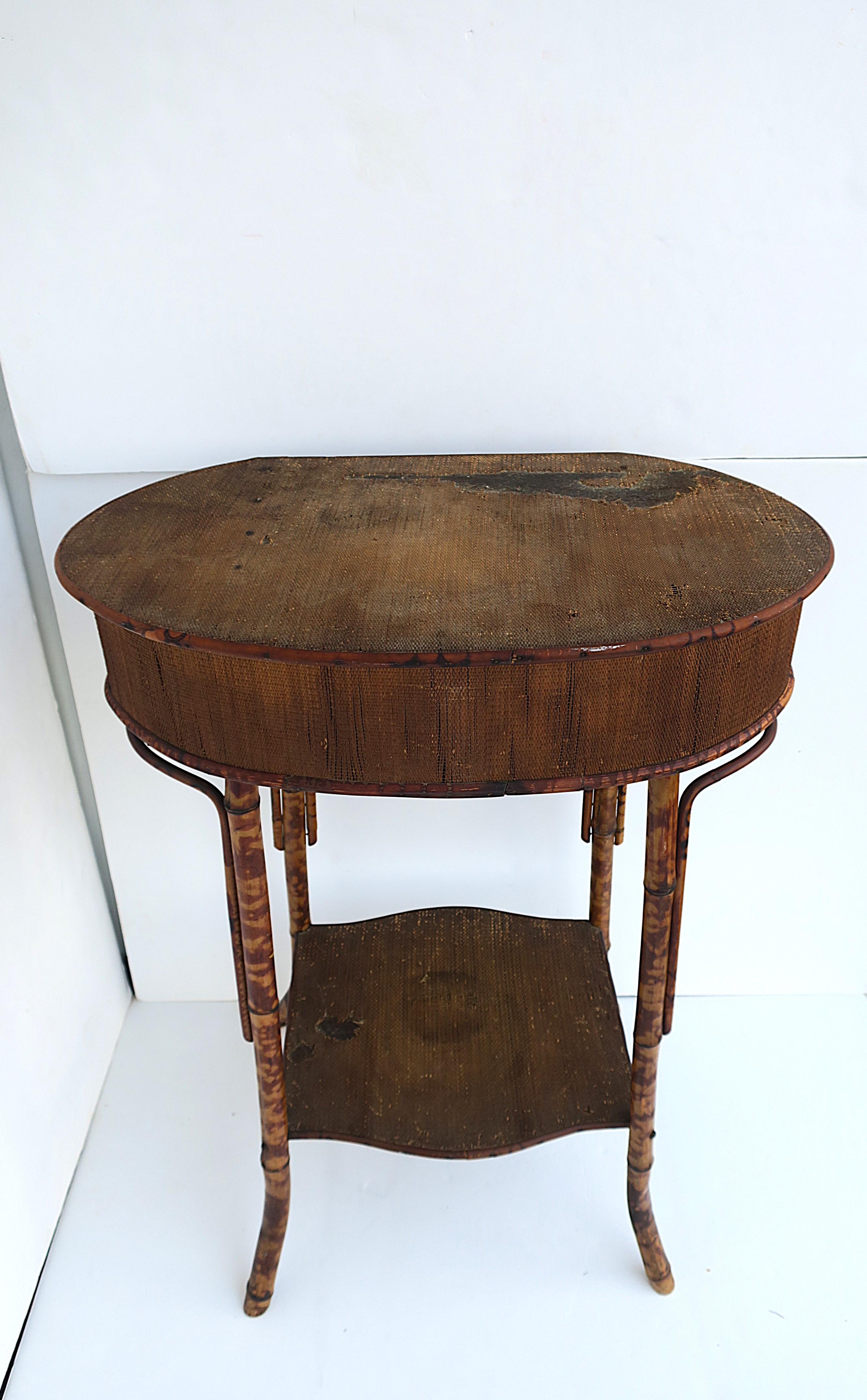 Victorian Tiger Bamboo and Wicker Hall Foyer Table For Sale 12