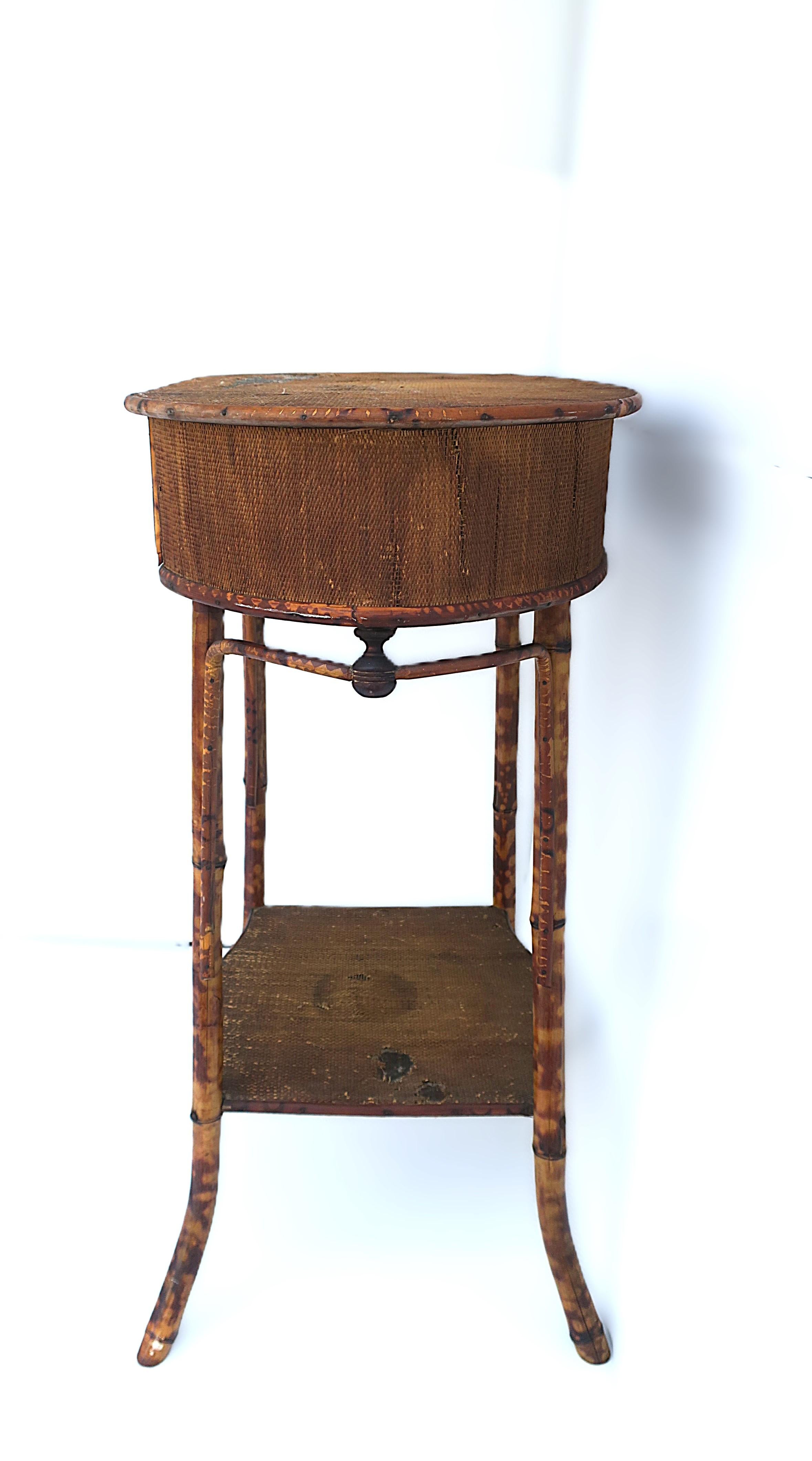 Victorian Tiger Bamboo and Wicker Hall Foyer Table For Sale 3