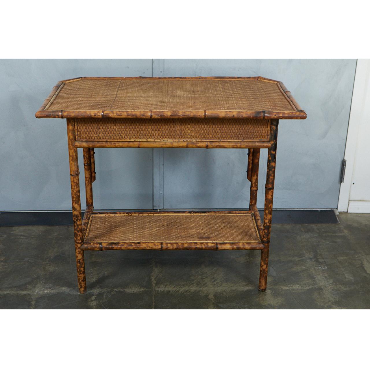 Victorian Tiger Bamboo Table or Desk For Sale 1