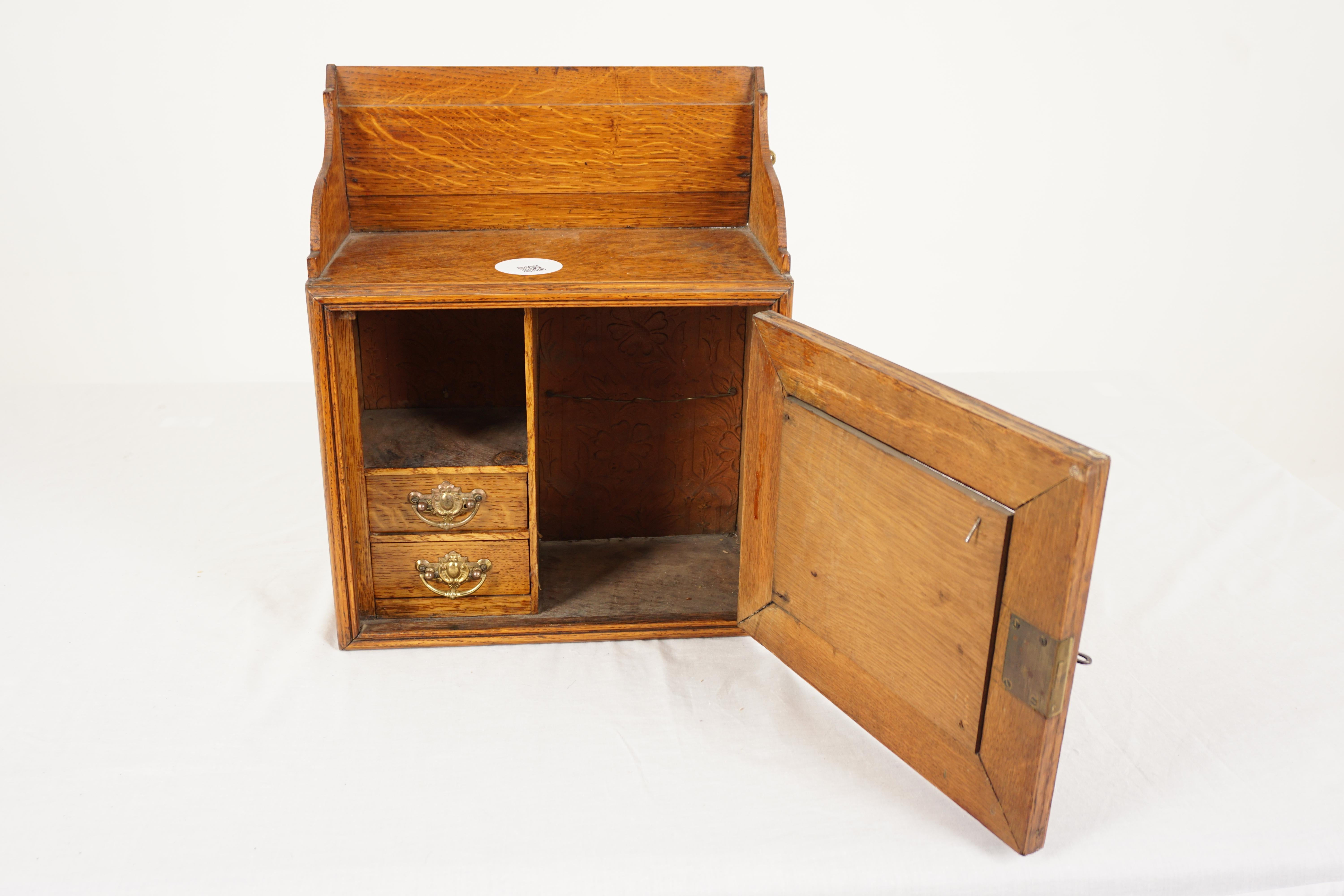 Victorian Tiger Oak Smokers, Collectors Box, Scotland 1900, H1062 In Good Condition For Sale In Vancouver, BC
