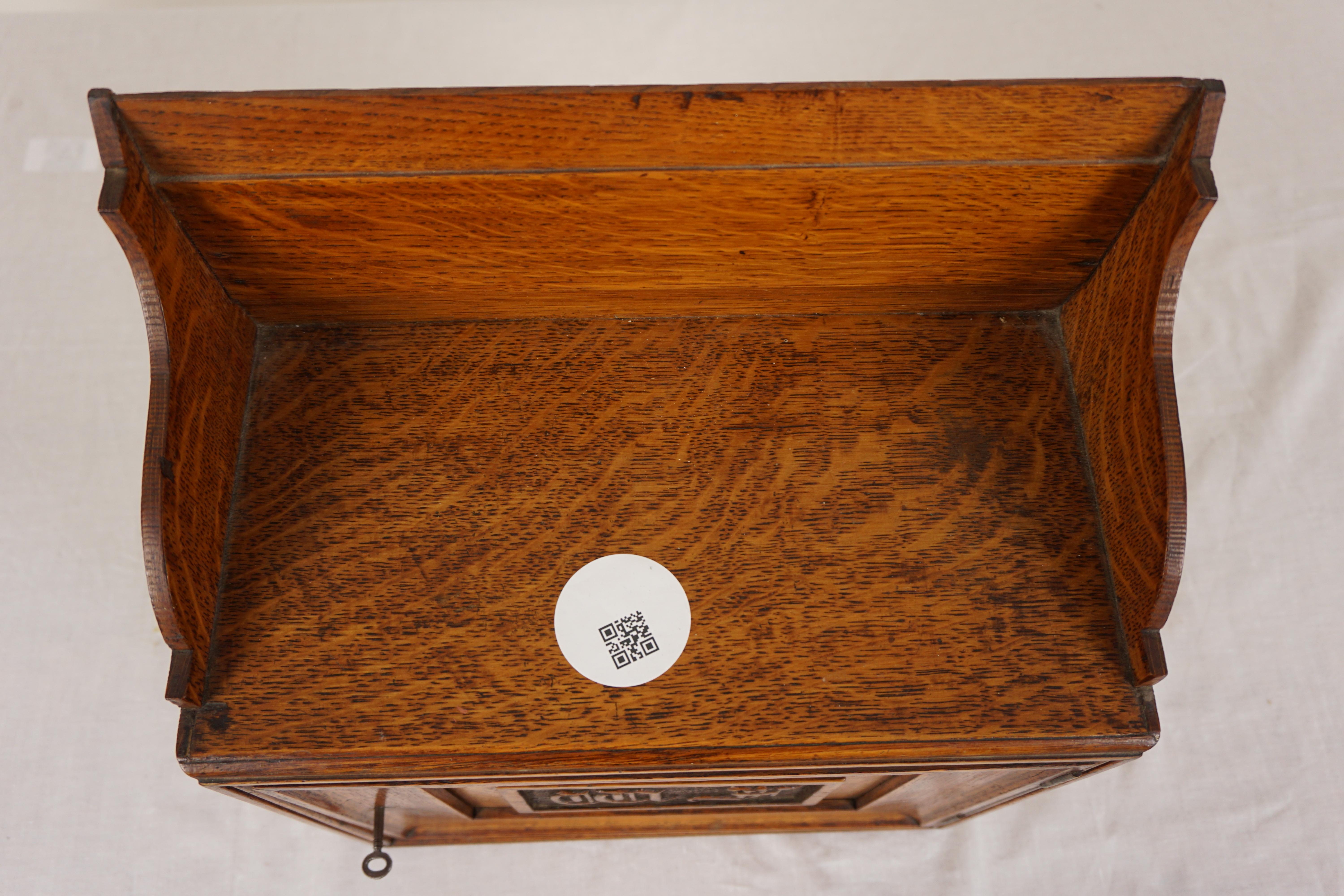 Victorian Tiger Oak Smokers, Collectors Box, Scotland 1900, H1062 For Sale 2