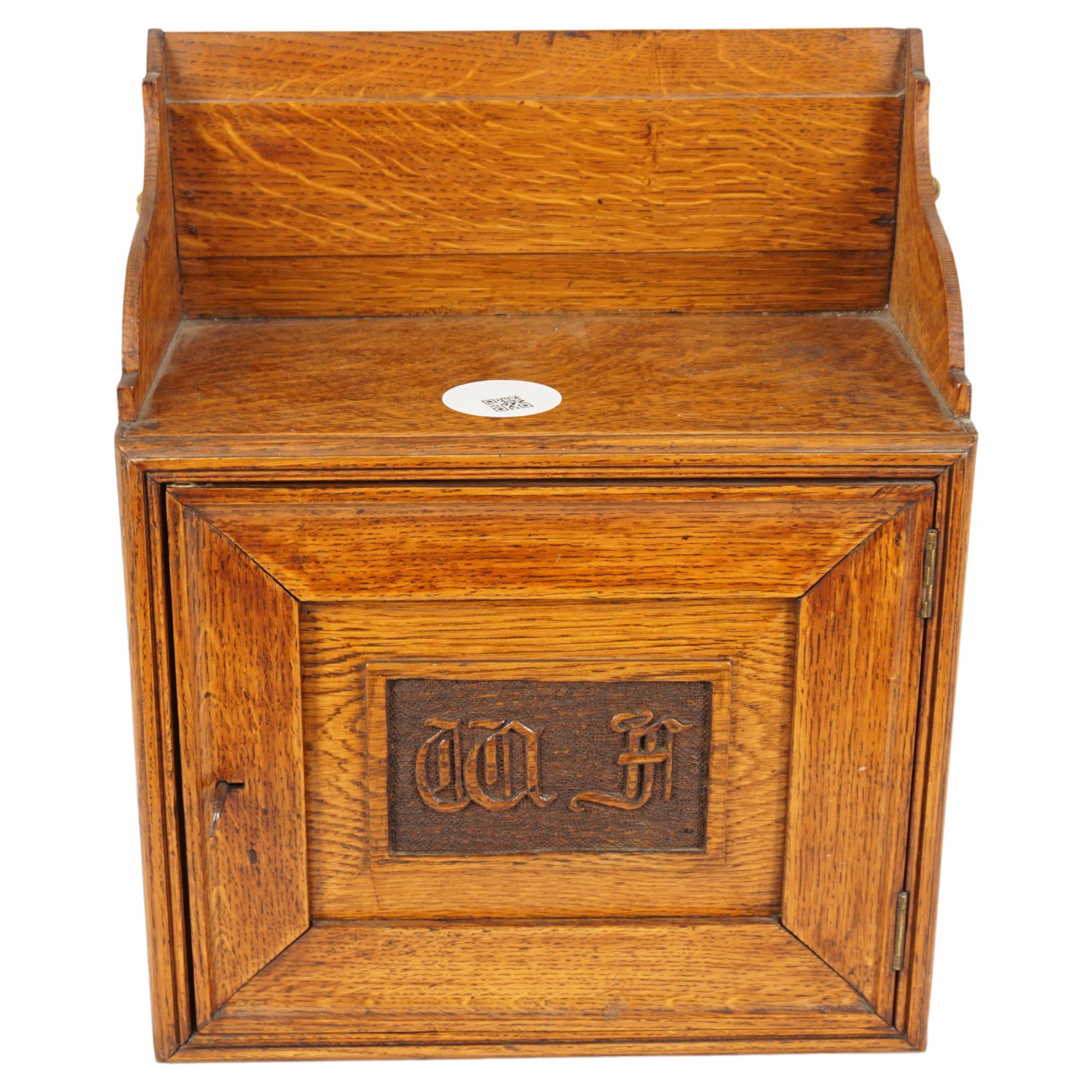 Victorian Tiger Oak Smokers, Collectors Box, Scotland 1900, H1062 For Sale