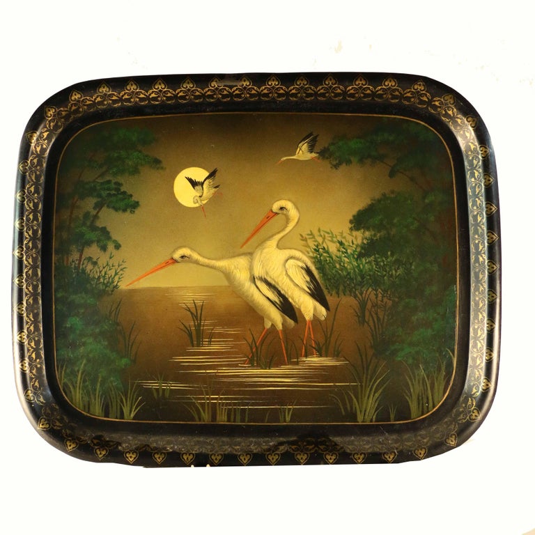 Victorian Tole Painted Tray For Sale at 1stdibs
